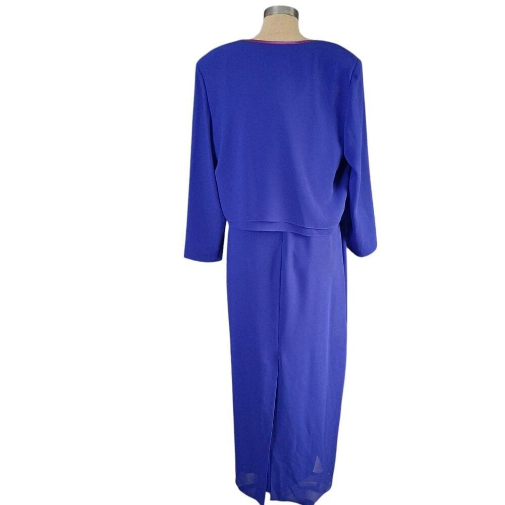 Vintage Patra Dress+Jacket 16 Blue Sheer Beaded Maxi Wedding Cocktail